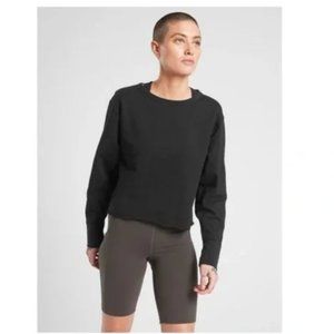 Athleta Black Raw Edge Cropped Athletic Sweatshirt - size SMALL